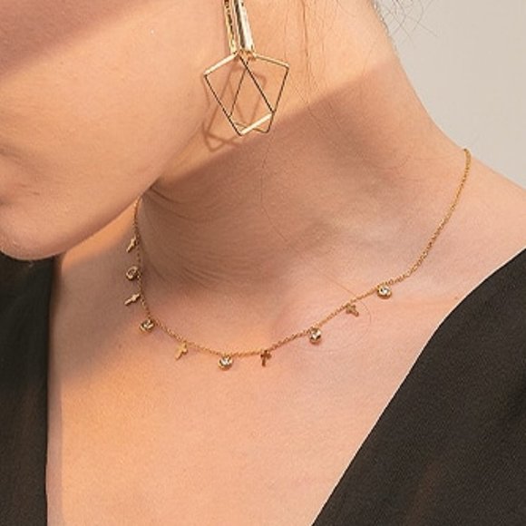 Jewelry - NEW 18K Gold Plated Cross Diamond Drop Necklace